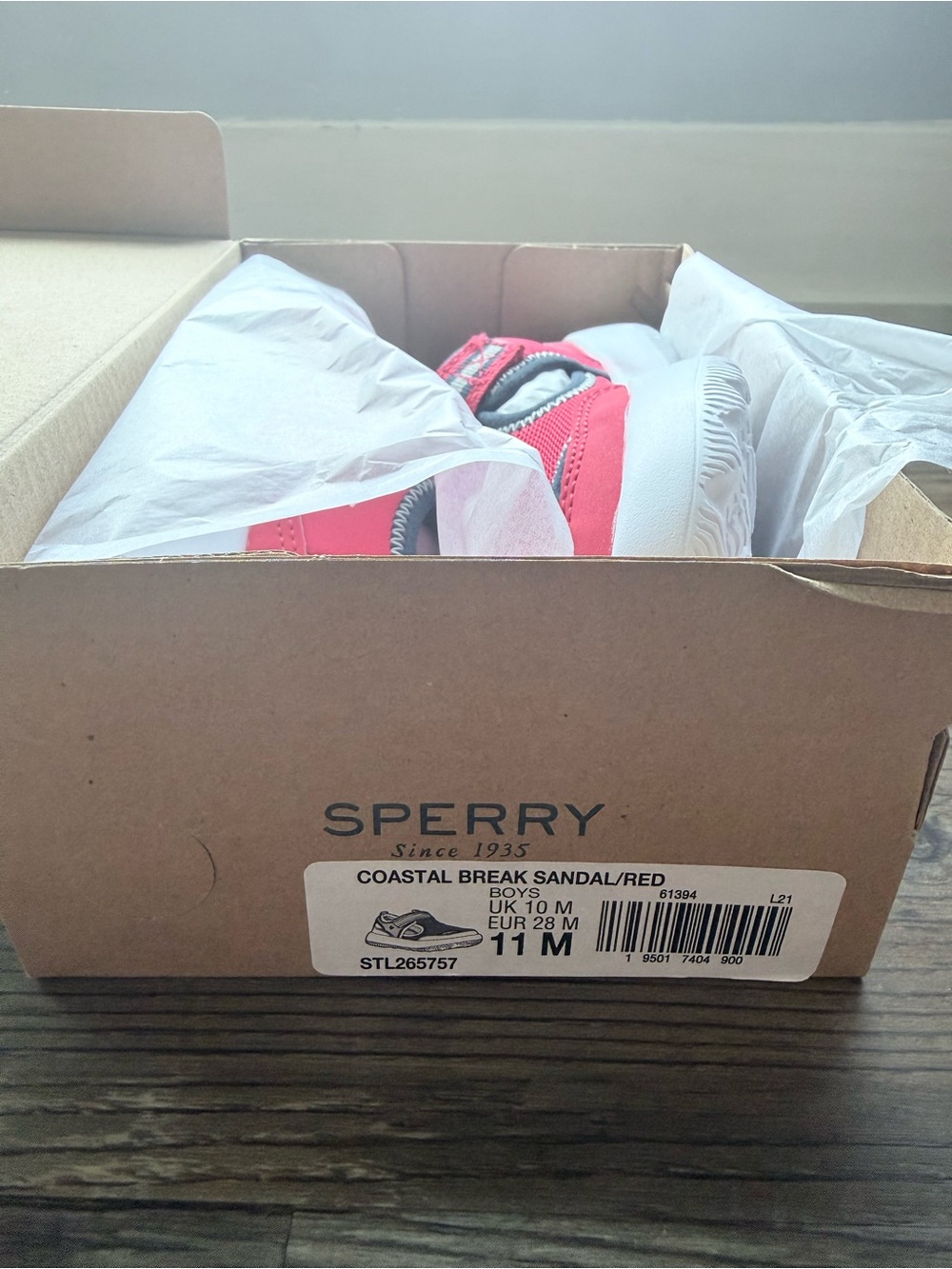 Sperry Kids Coastal Break Water Shoe in Bright Red and White
